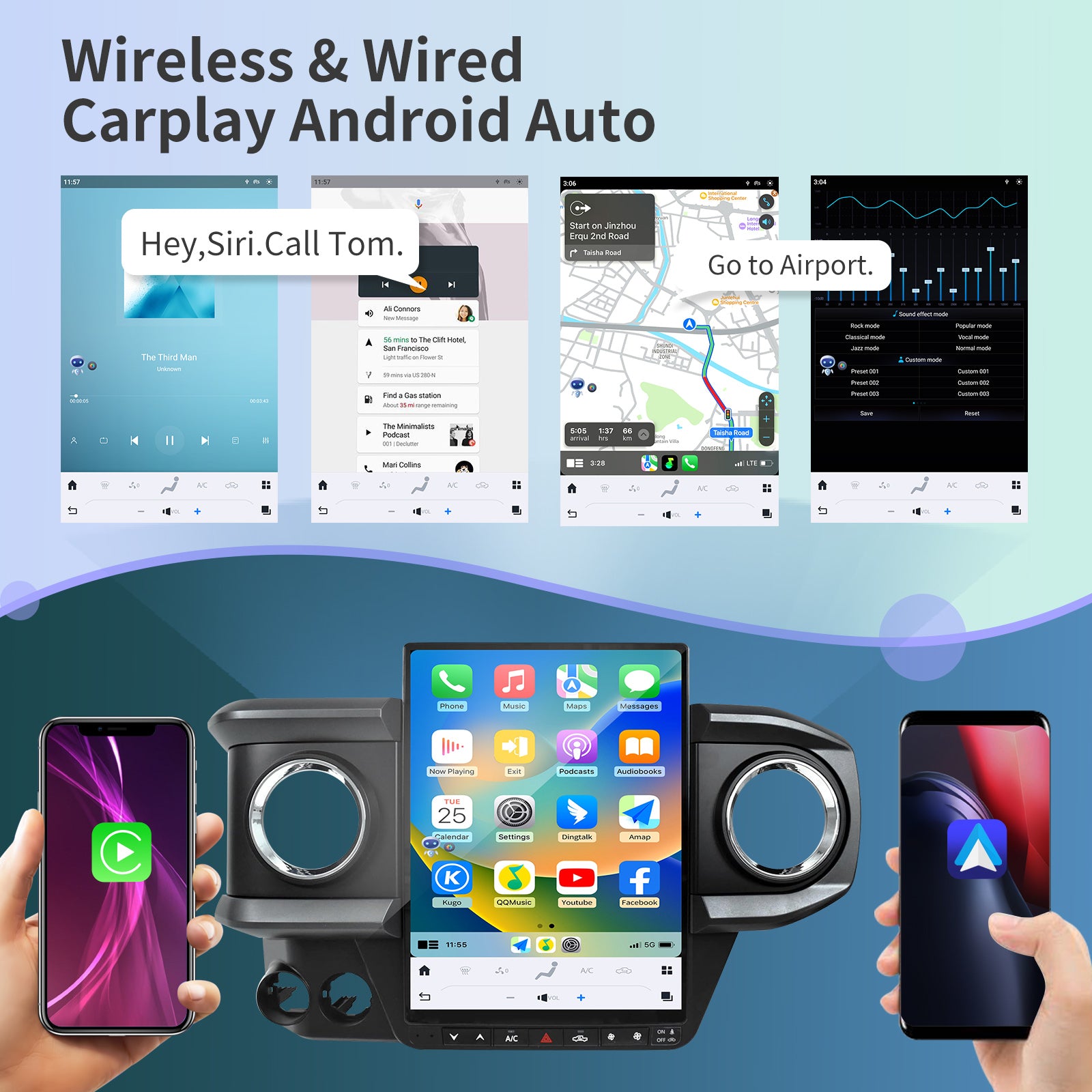 Qualcomm Car Radio for Toyota Tacoma 2016-2023 Stereo Replacement Head Unit 13.8 Inch 2K IPS Touch Screen Tesla Style Carplay Android Auto GPS Navigation