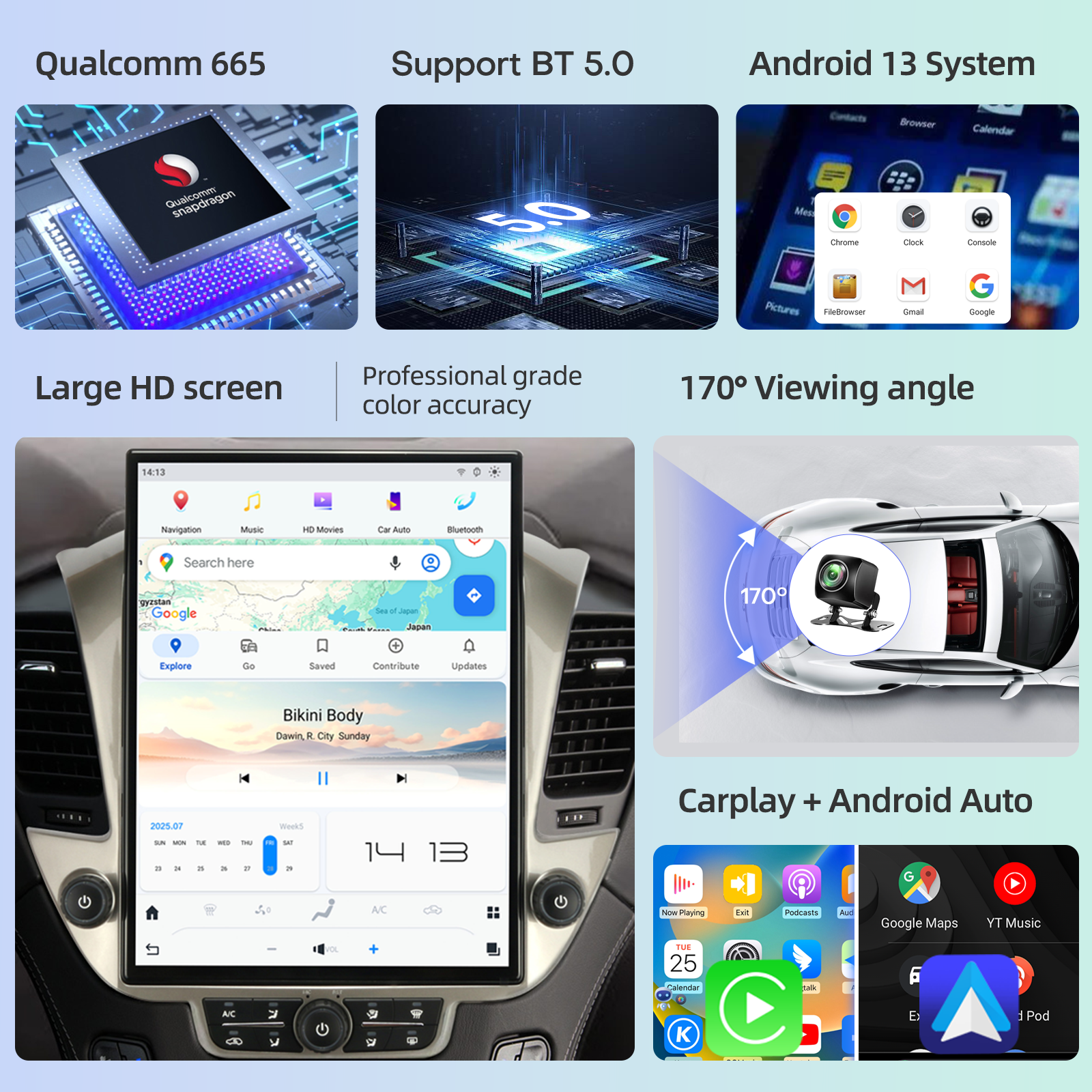 Qualcomm Car Radio for Chevrolet Suburban Tahoe GMC Yukon 2014-2020 Stereo Replacement Head Unit 15.6 Inch IPS 2K Touch Screen Tesla Style Carplay Android Auto Navigation