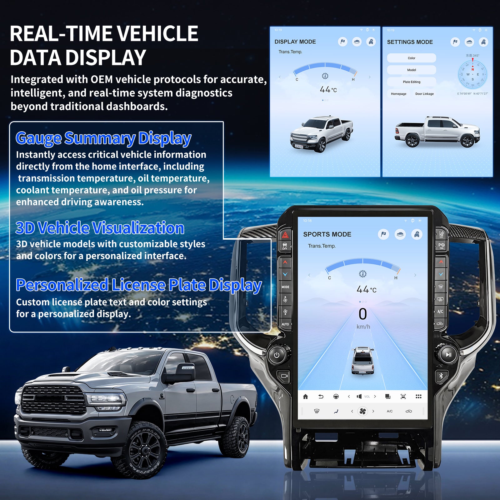 Android 14 Radio for Dodge Ram 1500 2500 3500 2019 2020 2021 2022 2023 2024 Radio Stereo 8Core 8+128G Wireless Carplay Android Auto 14.4 Inch IPS Touch Screen 4G WiFi SWC DSP