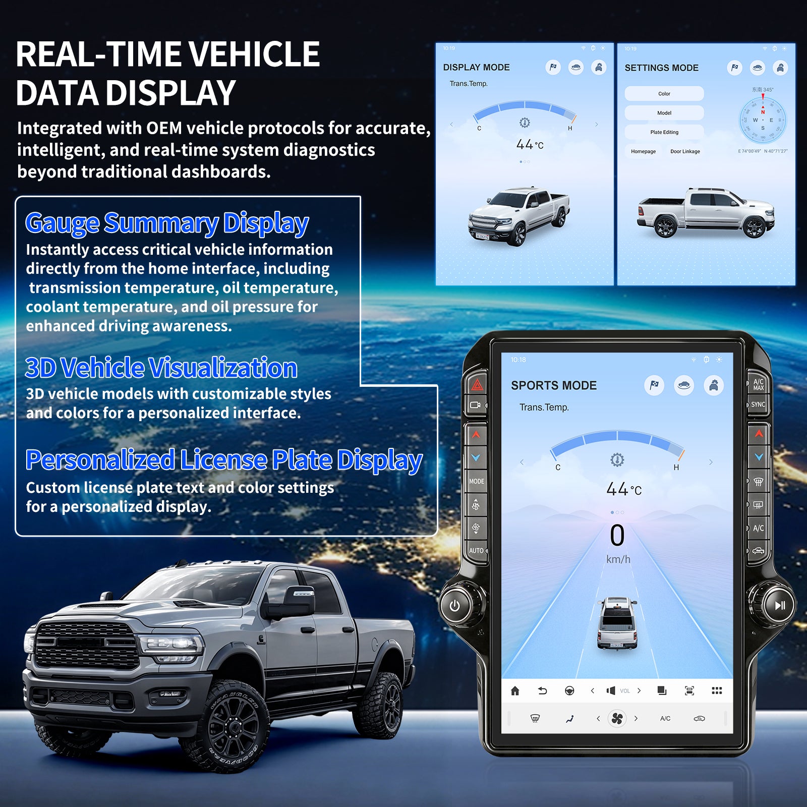 Car Radio for Dodge Ram 1500 2500 3500 2013-2018 Radio Stereo Upgrade 8Core 8+128G Wireless Carplay Android Auto 14.4 Inch IPS Touch Screen 4G WiFi SWC DSP