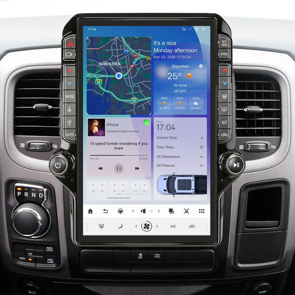 Car Radio for Dodge Ram 1500 2500 3500 2013-2018 Radio Stereo Upgrade 8Core 8+128G Wireless Carplay Android Auto 14.4 Inch IPS Touch Screen 4G WiFi SWC DSP