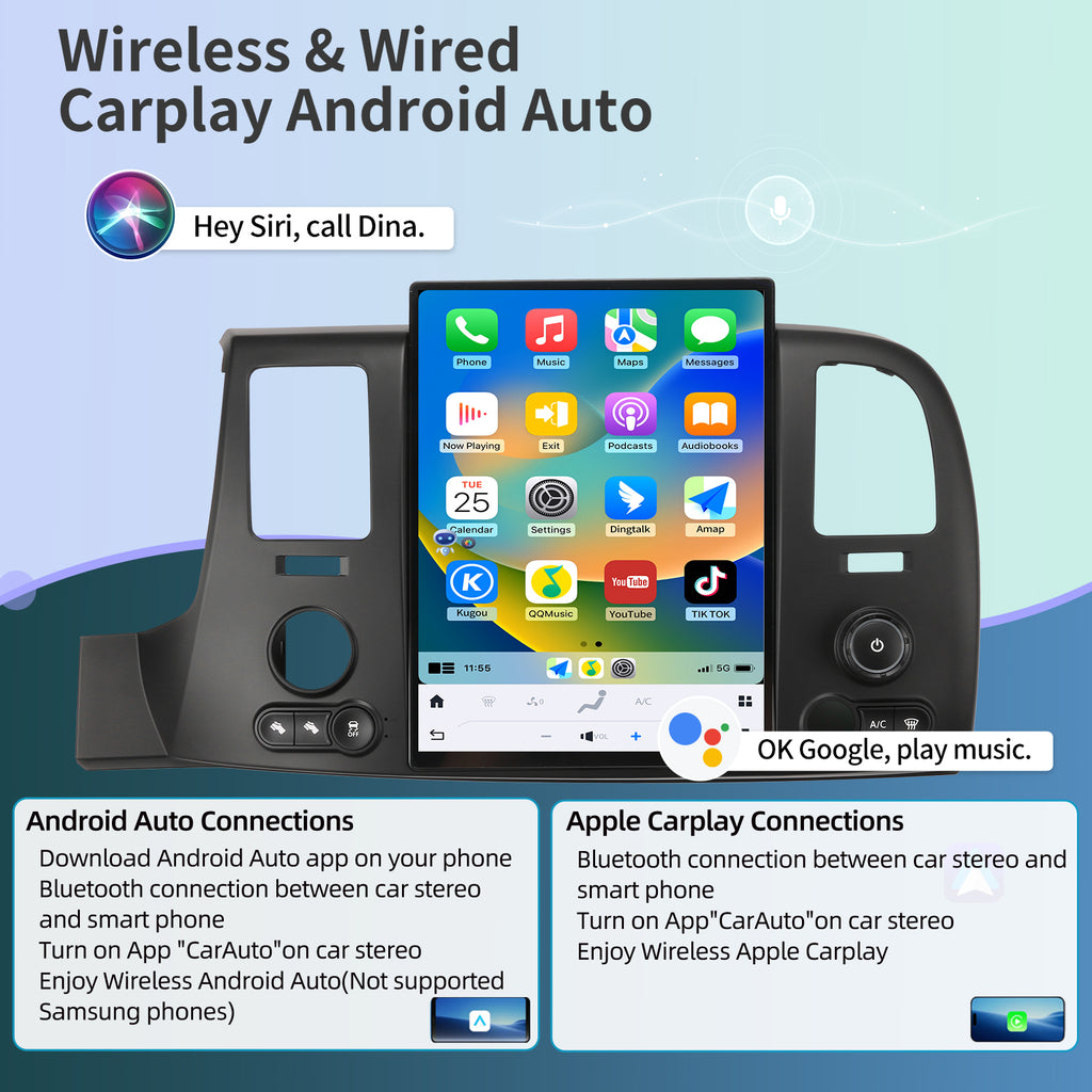 Qualcomm Car Radio for Chevrolet Silverado GMC Sierra 2007-2013 Upgrade 14.4 Inch Stereo Replacement Carplay Android Auto 2K IPS Touch Screen Tesla Style Head Unit