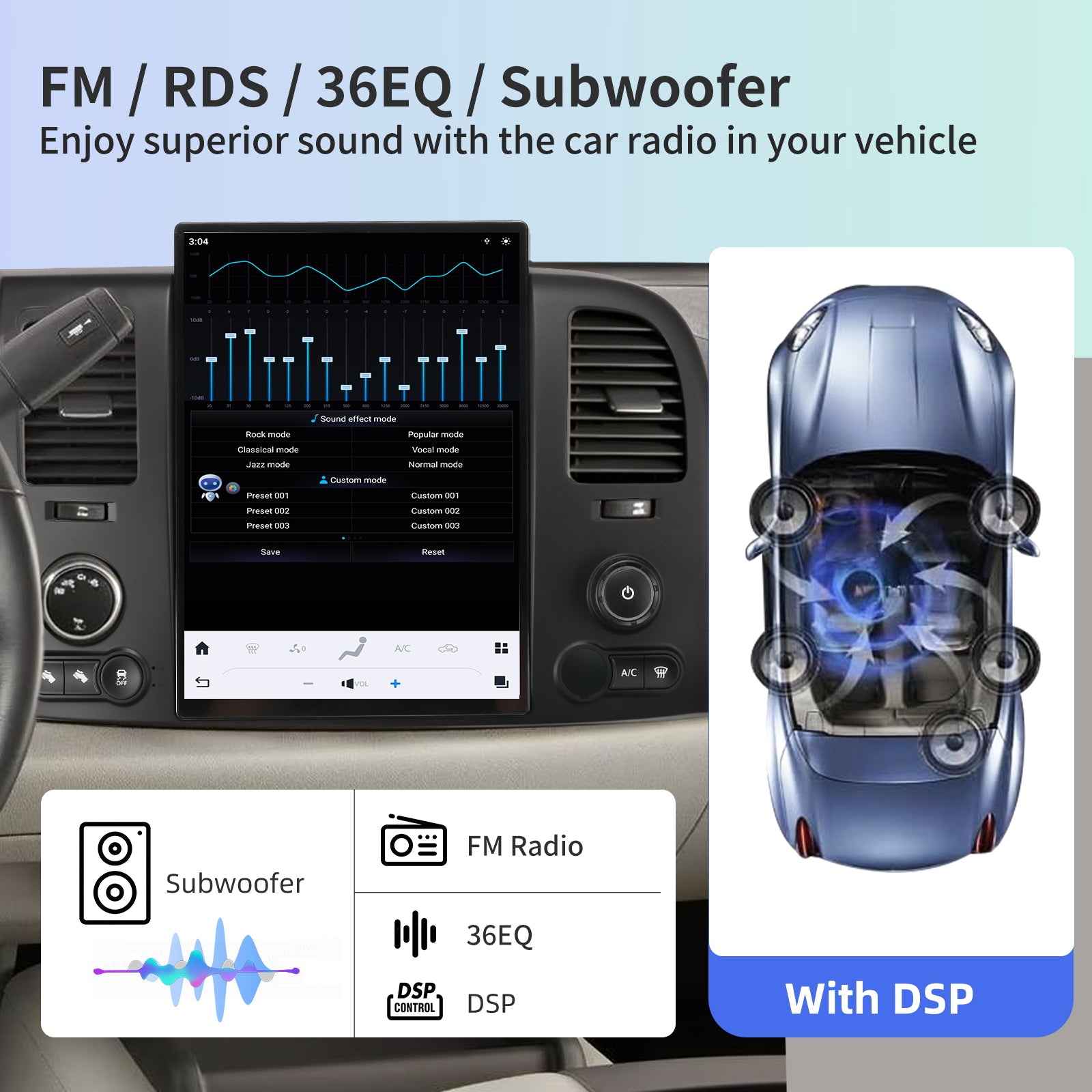 Qualcomm Car Radio for Chevrolet Silverado GMC Sierra 2007-2013 Upgrade 14.4 Inch Stereo Replacement Carplay Android Auto 2K IPS Touch Screen Tesla Style Head Unit