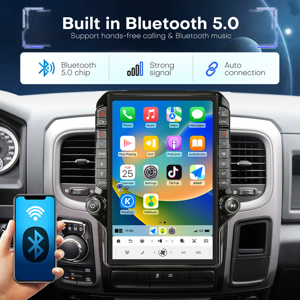 Car Radio for Dodge Ram 1500 2500 3500 2013-2018 Radio Stereo Upgrade 8Core 8+128G Wireless Carplay Android Auto 14.4 Inch IPS Touch Screen 4G WiFi SWC DSP