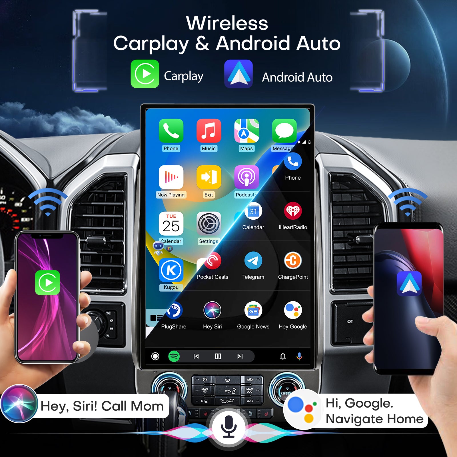 17.2 Inch Car Radio for Ford F150 2015-2021 Radio Upgraded 8+128G Carplay Android Auto Android 13 2K Touch Screen Tesla Style Head Unit GPS Navigation 4G SWC
