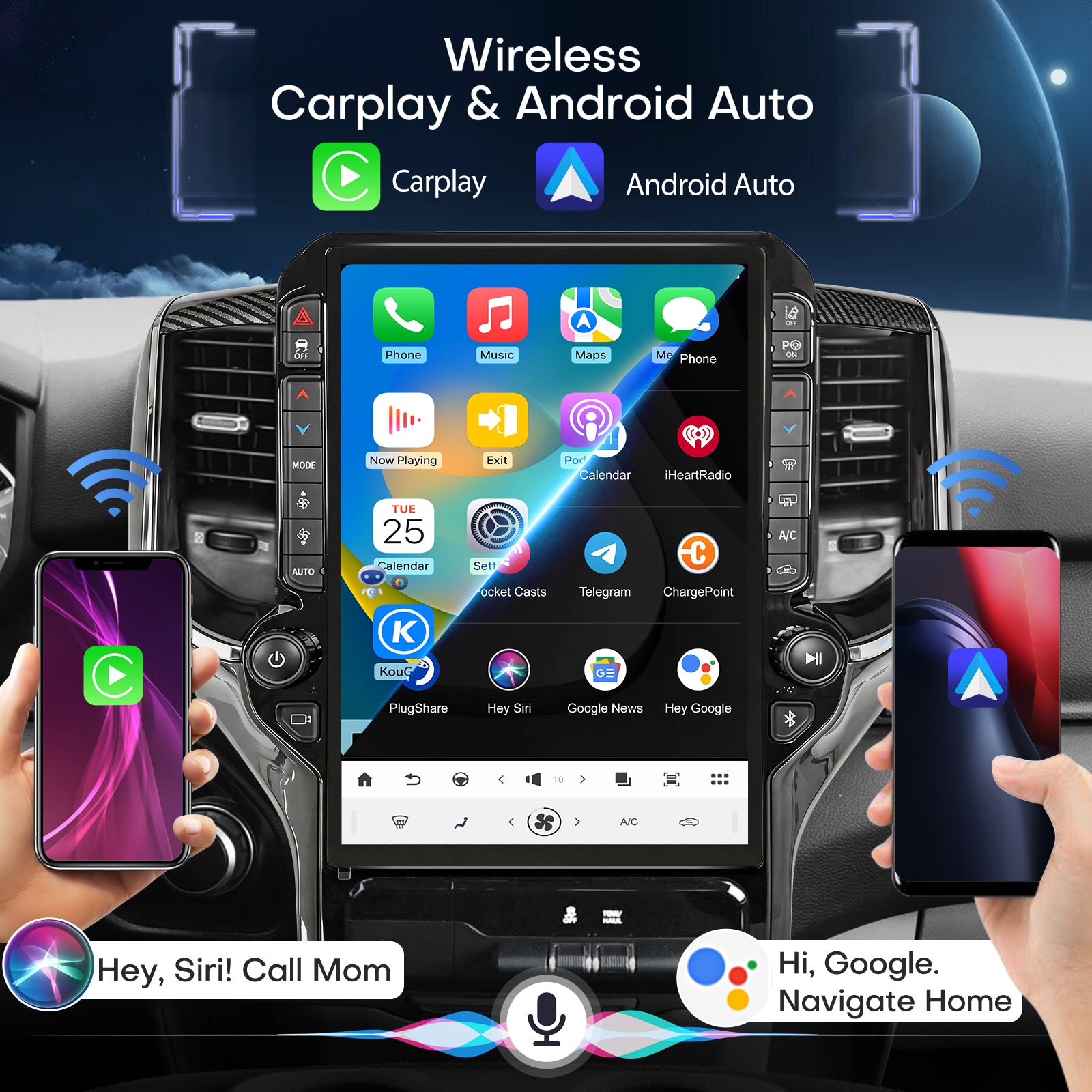 Android 14 Radio for Dodge Ram 1500 2500 3500 2019 2020 2021 2022 2023 2024 Radio Stereo 8Core 8+128G Wireless Carplay Android Auto 14.4 Inch IPS Touch Screen 4G WiFi SWC DSP