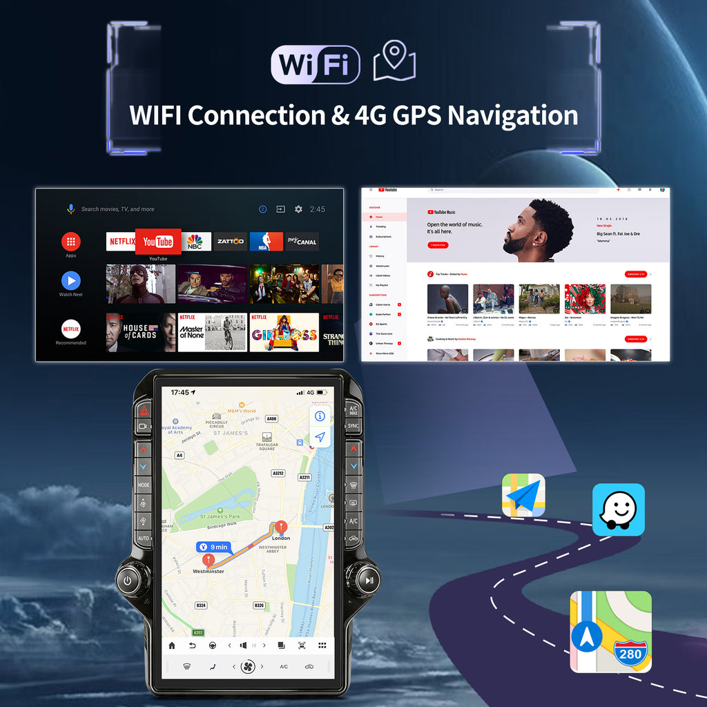 Car Radio for Dodge Ram 1500 2500 3500 2013-2018 Radio Stereo Upgrade 8Core 8+128G Wireless Carplay Android Auto 14.4 Inch IPS Touch Screen 4G WiFi SWC DSP