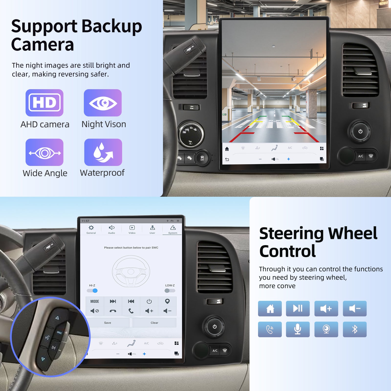Qualcomm Car Radio for Chevrolet Silverado GMC Sierra 2007-2013 Upgrade 14.4 Inch Stereo Replacement Carplay Android Auto 2K IPS Touch Screen Tesla Style Head Unit