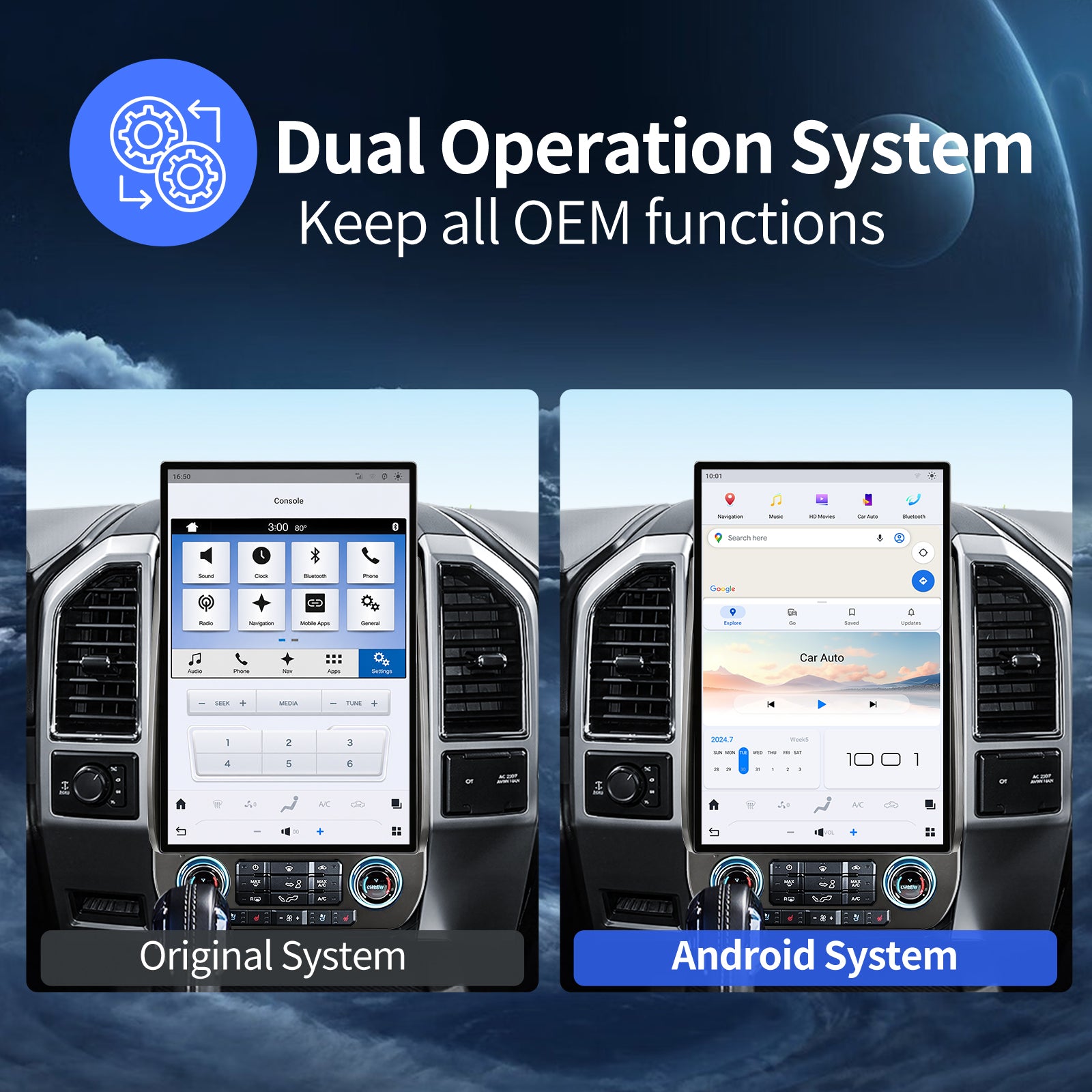17.2 Inch Car Radio for Ford F150 2015-2021 Radio Upgraded 8+128G Carplay Android Auto Android 13 2K Touch Screen Tesla Style Head Unit GPS Navigation 4G SWC