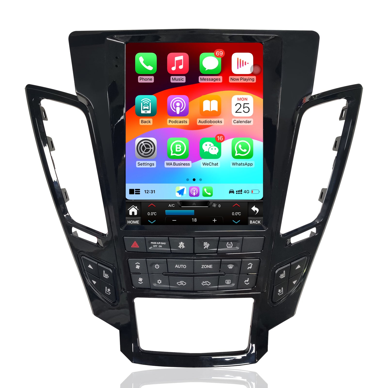 Car Radio for Cadillac CTS 2008-2012 Stereo Replacement Upgrade Carplay Android Auto Vertical Touch Screen Tesla Style with DSP in Dash Headunit Multimedia Player Audio Voice Control GPS Navigation