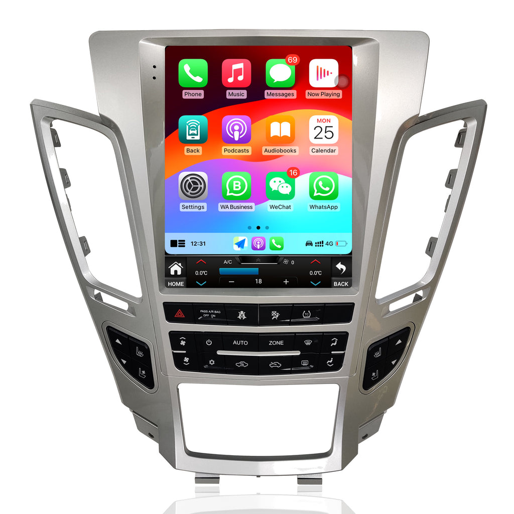 Car Radio for Cadillac CTS 2008-2012 Stereo Replacement Upgrade Carplay Android Auto Vertical Touch Screen Tesla Style with DSP in Dash Headunit Multimedia Player Audio Voice Control GPS Navigation