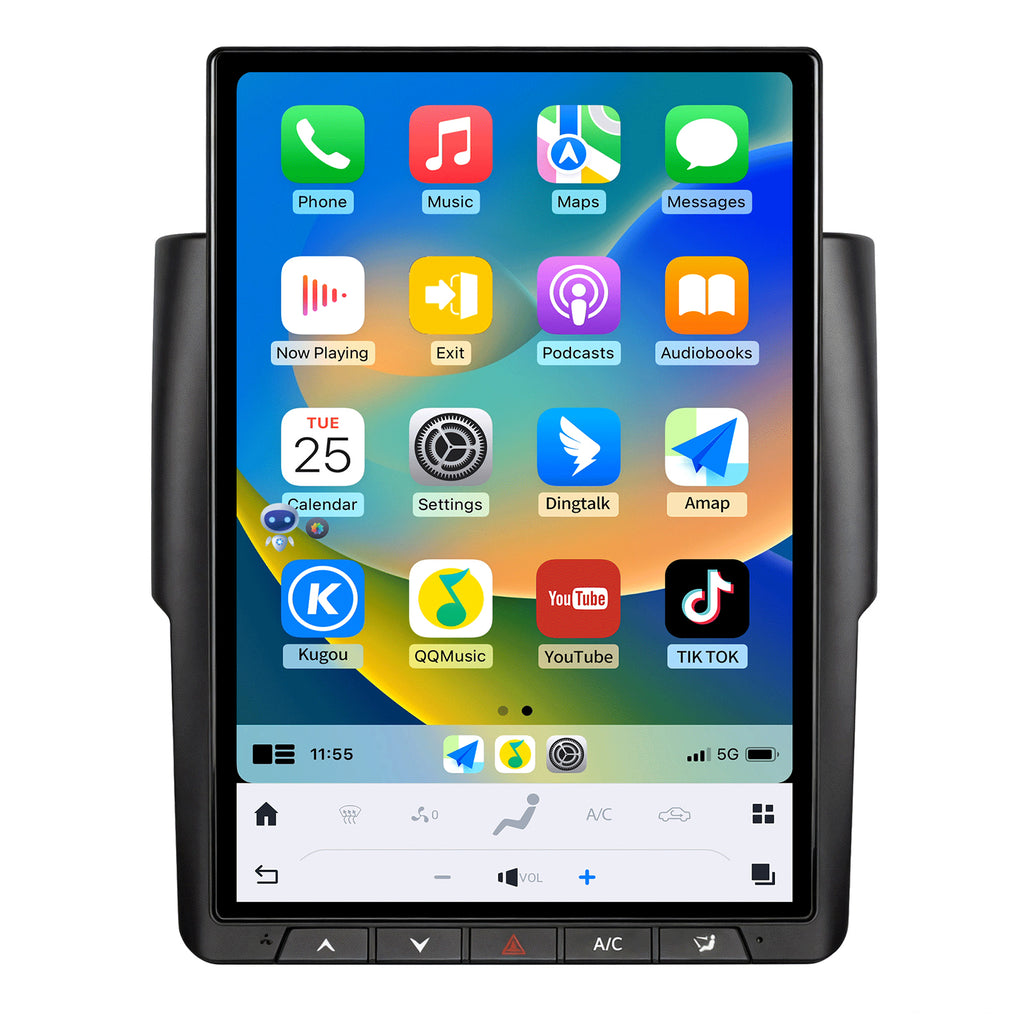Car Radio for Dodge Ram 1500 2500 3500 2013-2018 Stereo Radio Replacement Upgrade 8Core 8+128G Wireless Carplay Android Auto 14.4 Inch IPS Touch Screen 4G WiFi SWC DSP