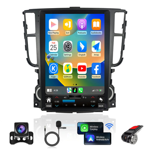 Car Radio for Acura TL 2004-2008 Relacement Stereo Carplay Upgrade Android Auto 12.1" Tesla Style Display Screen with DSP in Dash Headunit GPS Navigation Multimedia Player Voice Control