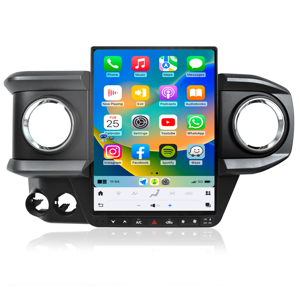 Qualcomm Car Radio for Toyota Tacoma 2016-2023 Stereo Replacement Head Unit 13.8 Inch 2K IPS Touch Screen Tesla Style Carplay Android Auto GPS Navigation
