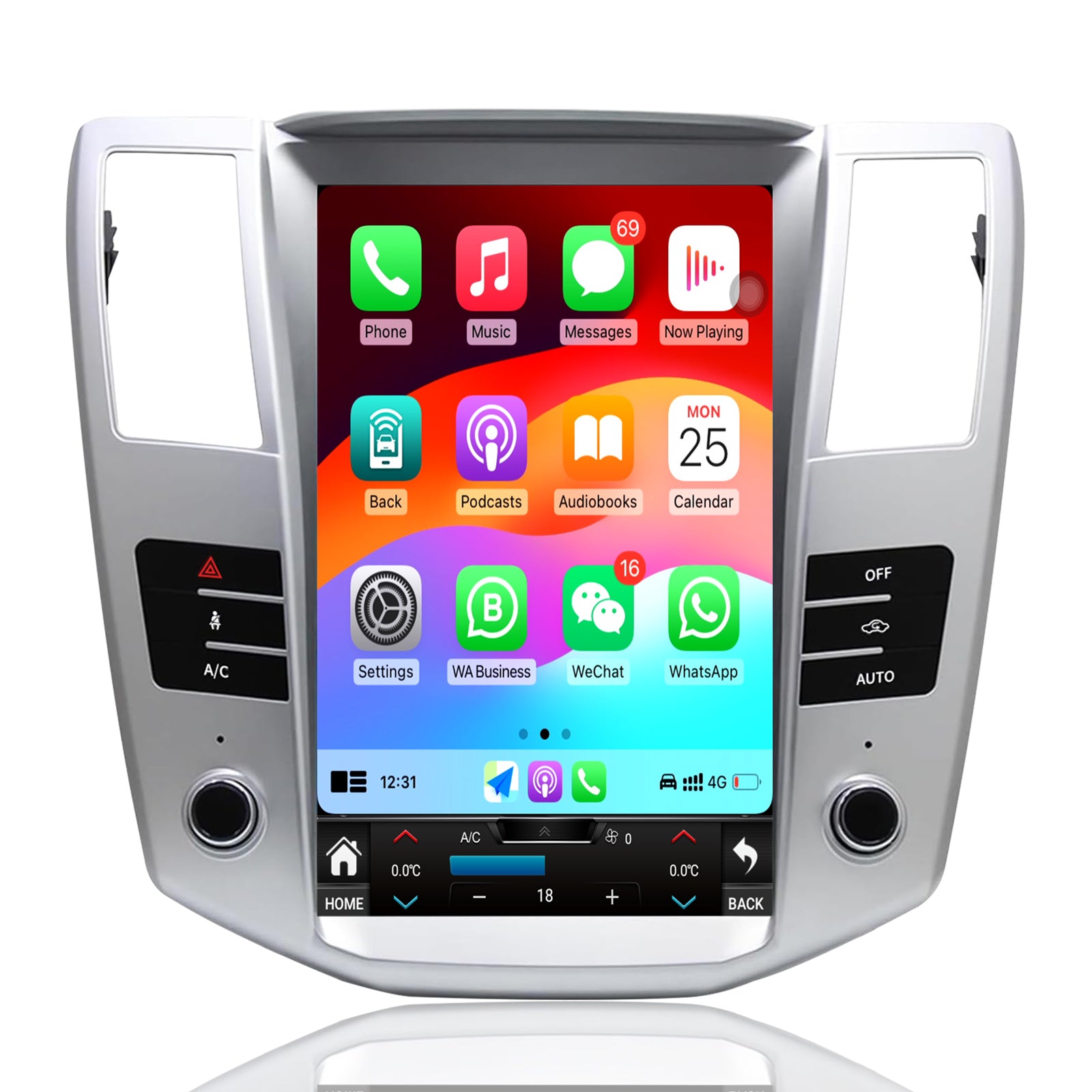 Car Radio Stereo for Lexus RX RX300 RX330 RX350 RX400H 2004-2008 Replacement Carplay Android Auto 12.1 Inch Upgrade Tesla Style Screen with DSP in Dash Headunit GPS Navigation Audio