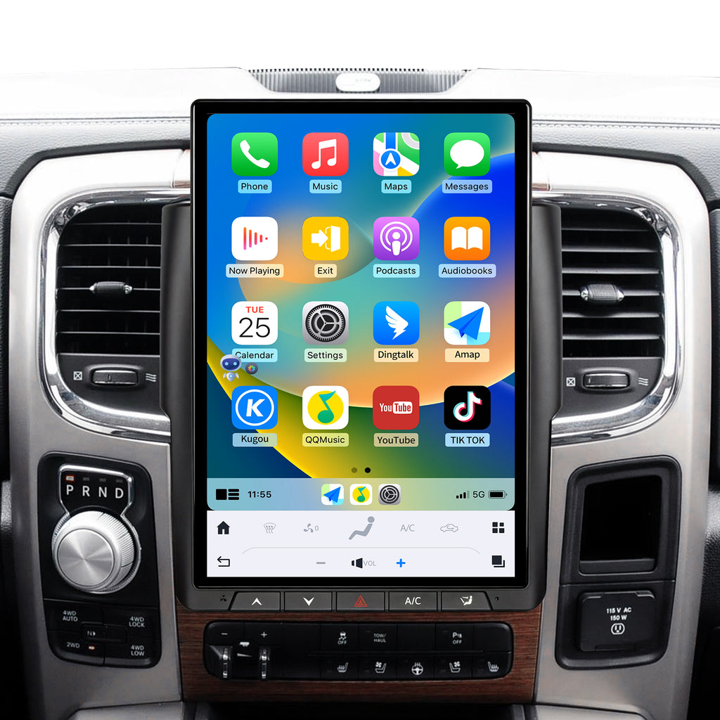 Car Radio for Dodge Ram 1500 2500 3500 2013-2018 Stereo Radio Replacement Upgrade 8Core 8+128G Wireless Carplay Android Auto 14.4 Inch IPS Touch Screen 4G WiFi SWC DSP