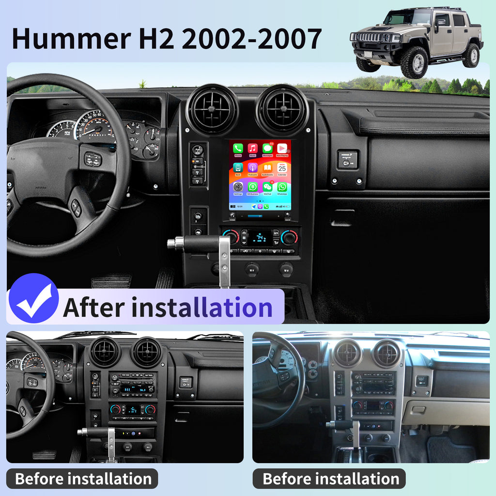 Car Radio for Hummer H2 2002-2007 Replacement Upgrade 8 Core Stereo Carplay Android Auto 9.7 Inch Touch Screen GPS Navigation Head Unit Bluetooth WiFi Backup Camera