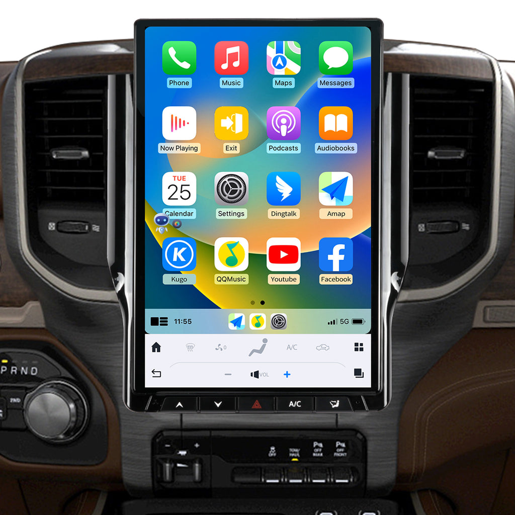 Car Radio for Dodge Ram 1500 2500 3500 2019 2020 2021 2022 2023 2024 Stereo Radio Replacement Upgrade 8Core 8+128G Wireless Carplay Android Auto 14.4 Inch IPS Touch Screen 4G WiFi SWC DSP