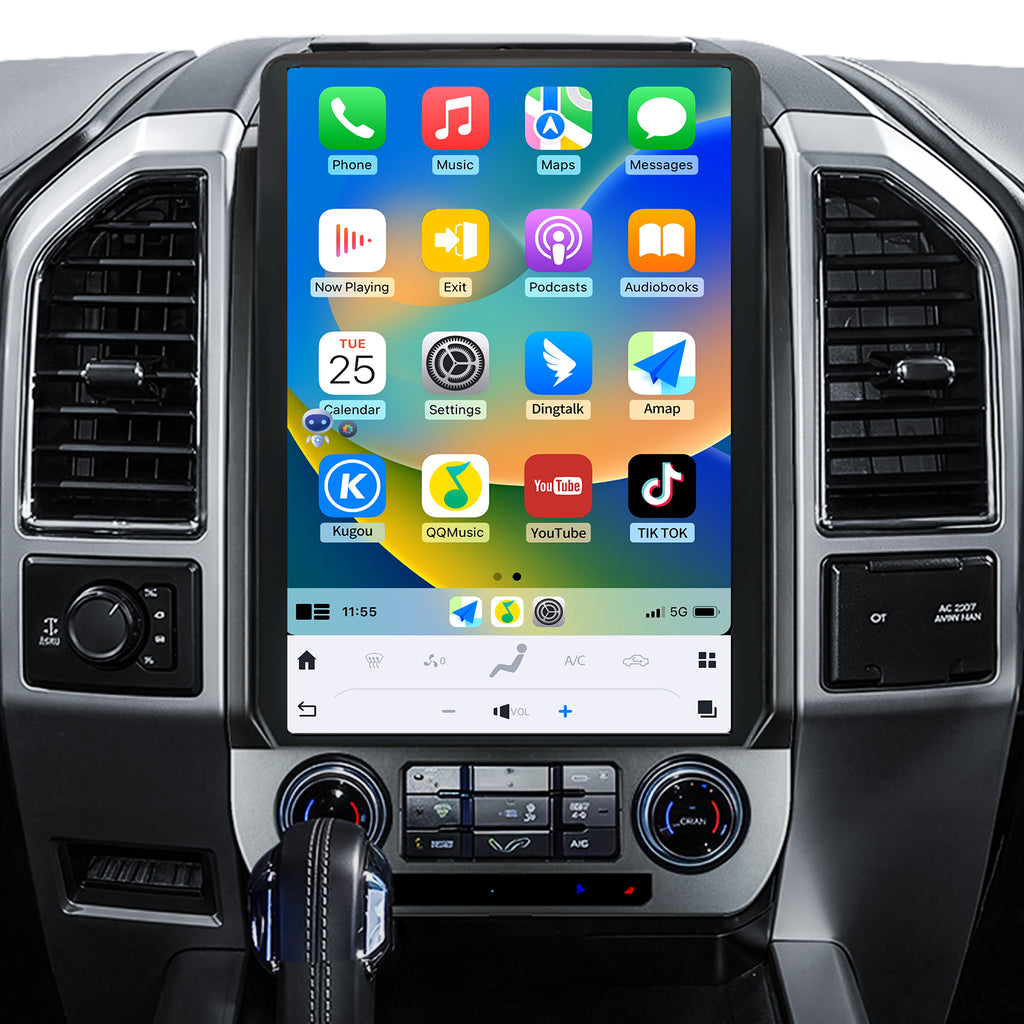 Car Radio for Ford F150 2015-2021 Radio Upgraded 8+128G Carplay Android Auto Android 13 14.4 Inches 2K Touch Screen Tesla Style Head Unit GPS Navigation 4G SWC