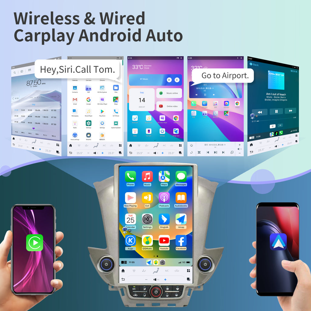 Qualcomm Car Radio for Chevrolet Suburban Tahoe GMC Yukon 2014-2020 Stereo Replacement Head Unit 14.4 Inch IPS 2K Touch Screen Tesla Style Carplay Android Auto Navigation
