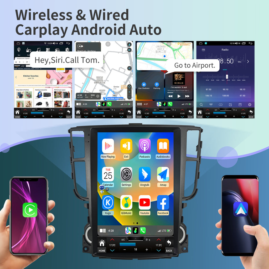 Car Radio for Acura TL 2004-2008 Relacement Stereo Carplay Upgrade Android Auto 12.1" Tesla Style Display Screen with DSP in Dash Headunit GPS Navigation Multimedia Player Voice Control