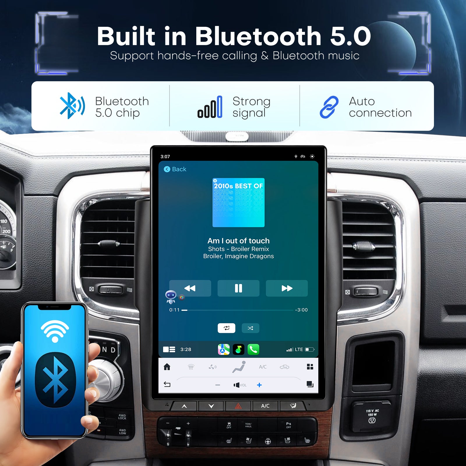Car Radio for Dodge Ram 1500 2500 3500 2013-2018 Stereo Radio Replacement Upgrade 8Core 8+128G Wireless Carplay Android Auto 14.4 Inch IPS Touch Screen 4G WiFi SWC DSP