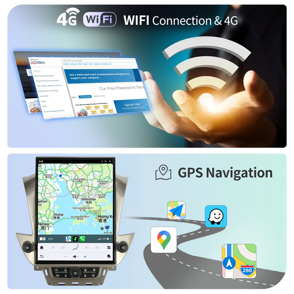 Qualcomm Car Radio for Chevrolet Suburban Tahoe GMC Yukon 2014-2020 Stereo Replacement Head Unit 15.6 Inch IPS 2K Touch Screen Tesla Style Carplay Android Auto Navigation
