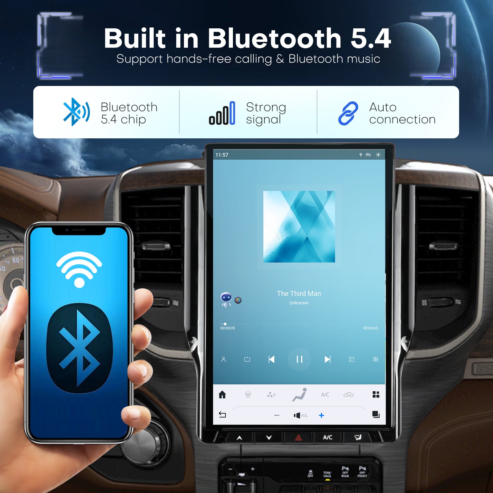 Car Radio for Dodge Ram 1500 2500 3500 2019 2020 2021 2022 2023 2024 Stereo Radio Replacement Upgrade 8Core 8+128G Wireless Carplay Android Auto 14.4 Inch IPS Touch Screen 4G WiFi SWC DSP