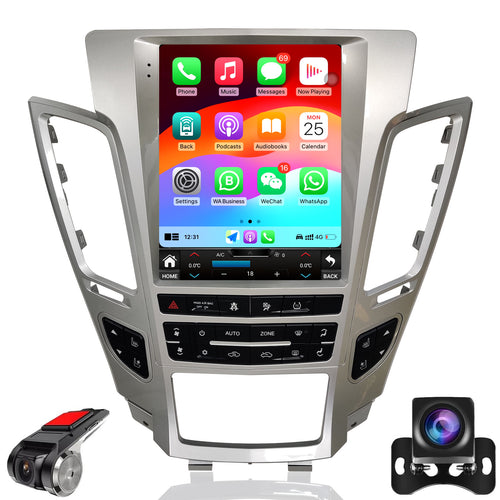 Car Radio for Cadillac CTS 2008-2012 Stereo Replacement Upgrade Carplay Android Auto Vertical Touch Screen Tesla Style with DSP in Dash Headunit Multimedia Player Audio Voice Control GPS Navigation