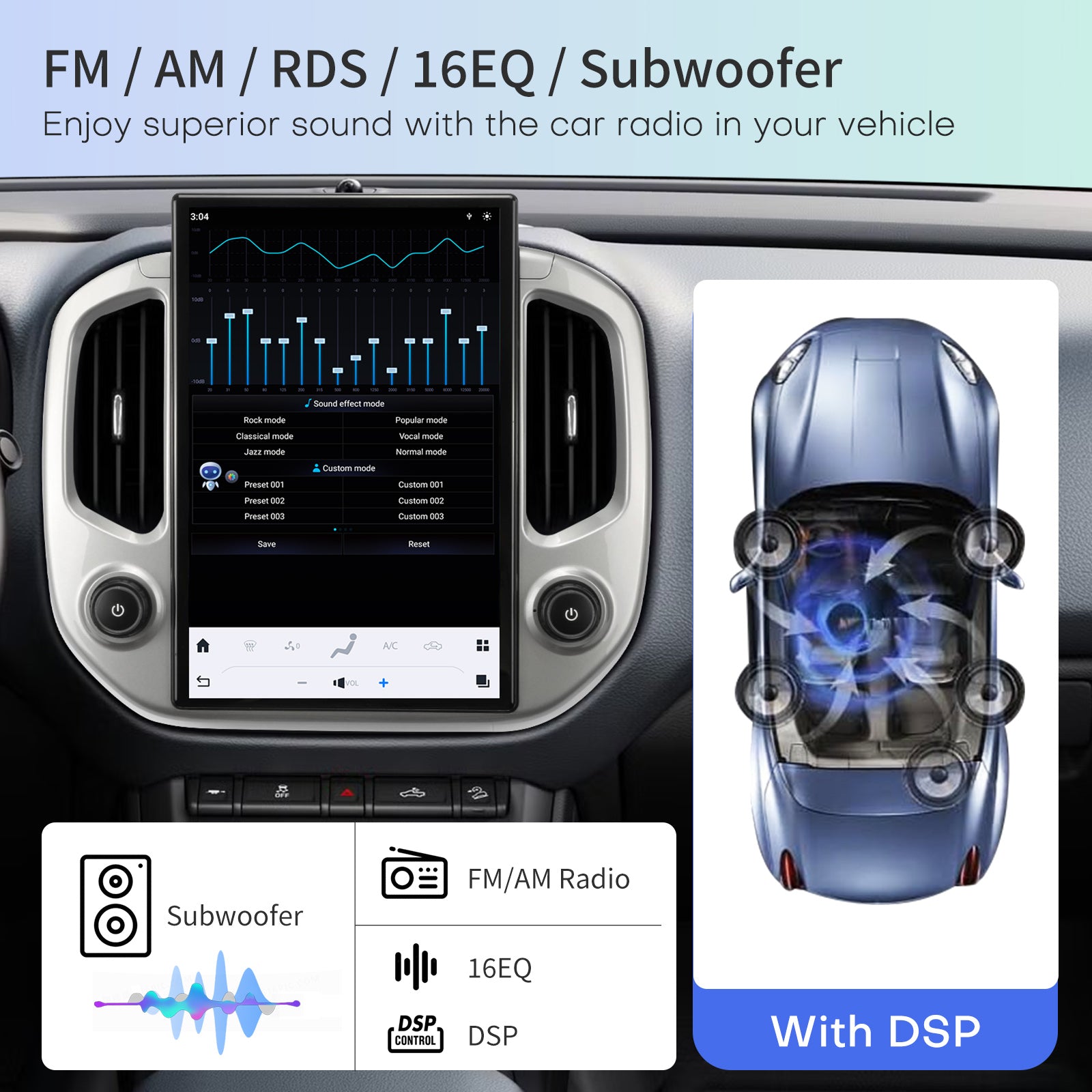 Qualcomm Car Radio Stereo for Chevrolet Colorado GMC Canyon 2015-2018 Replacement CarPlay Android Auto 14.4 Inch Vertical Screen Upgrade Tesla Style with DSP SWC Bluetooth Audio