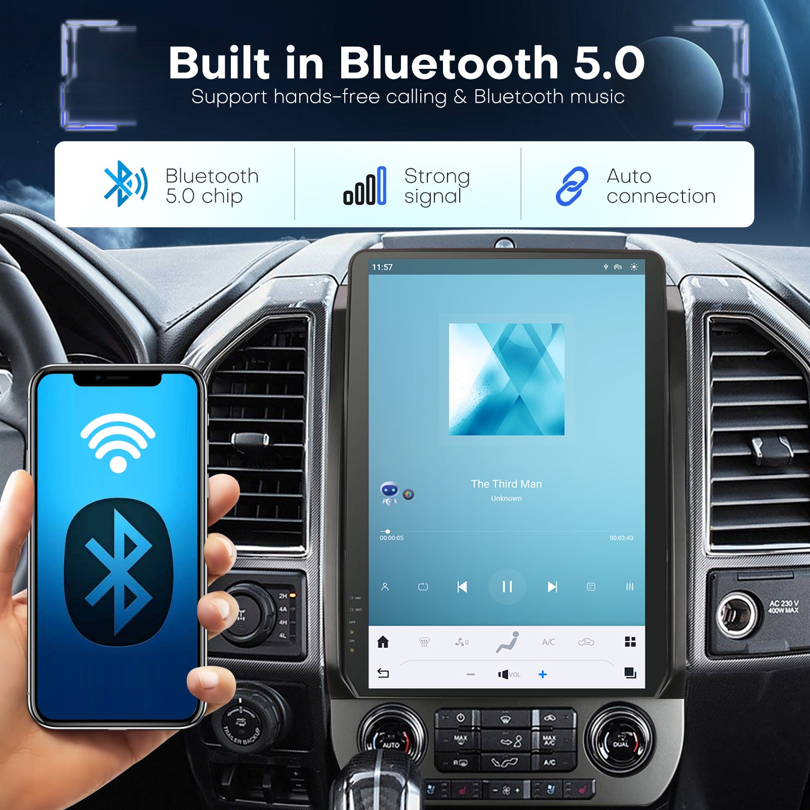 Car Radio for Ford F150 2015-2021 Radio Upgraded 8+128G Carplay Android Auto Android 13 14.4 Inches 2K Touch Screen Tesla Style Head Unit GPS Navigation 4G SWC