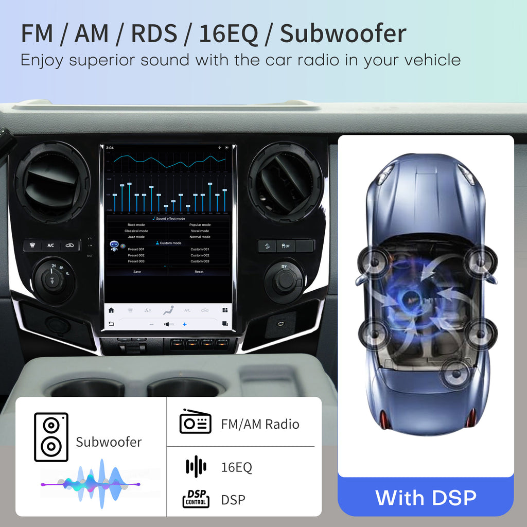 Qualcomm Car Radio for Ford F250 F350 2009-2012 F450 F650 2009-2016 Stereo Replacement Carplay Android Auto Upgrade 12.1 Inch 2K IPS Touch Screen Android 13 Tesla Style Head Unit Navigation