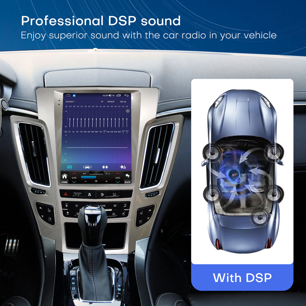 Car Radio for Cadillac CTS 2008-2012 Stereo Replacement Upgrade Carplay Android Auto Vertical Touch Screen Tesla Style with DSP in Dash Headunit Multimedia Player Audio Voice Control GPS Navigation