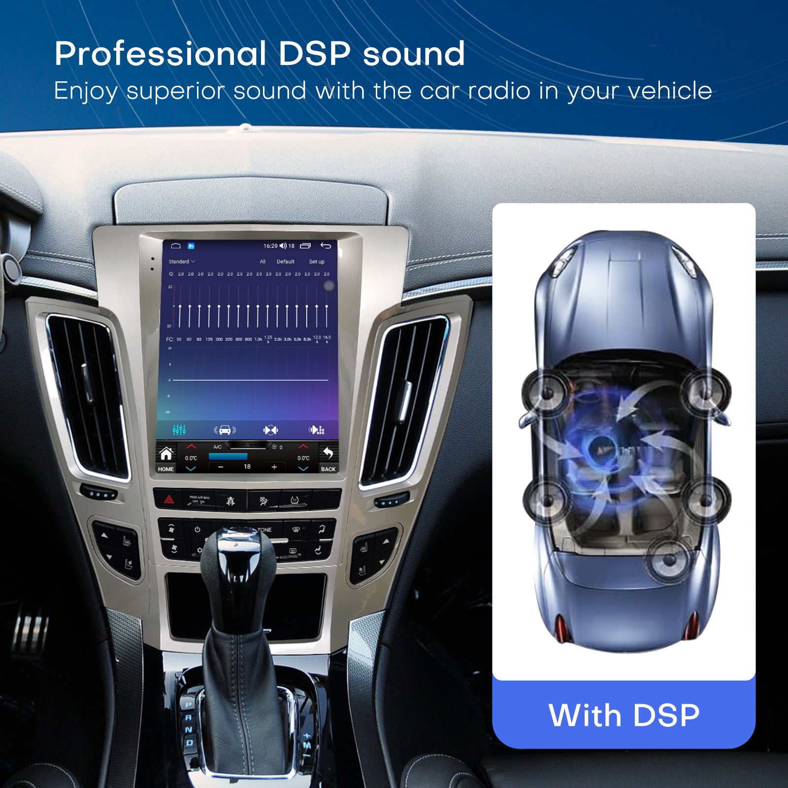 Car Radio for Cadillac CTS 2008-2012 Stereo Replacement Upgrade Carplay Android Auto Vertical Touch Screen Tesla Style with DSP in Dash Headunit Multimedia Player Audio Voice Control GPS Navigation