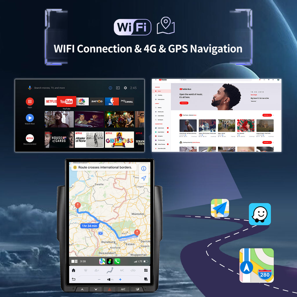 Car Radio for Dodge Ram 1500 2500 3500 2013-2018 Stereo Radio Replacement Upgrade 8Core 8+128G Wireless Carplay Android Auto 14.4 Inch IPS Touch Screen 4G WiFi SWC DSP