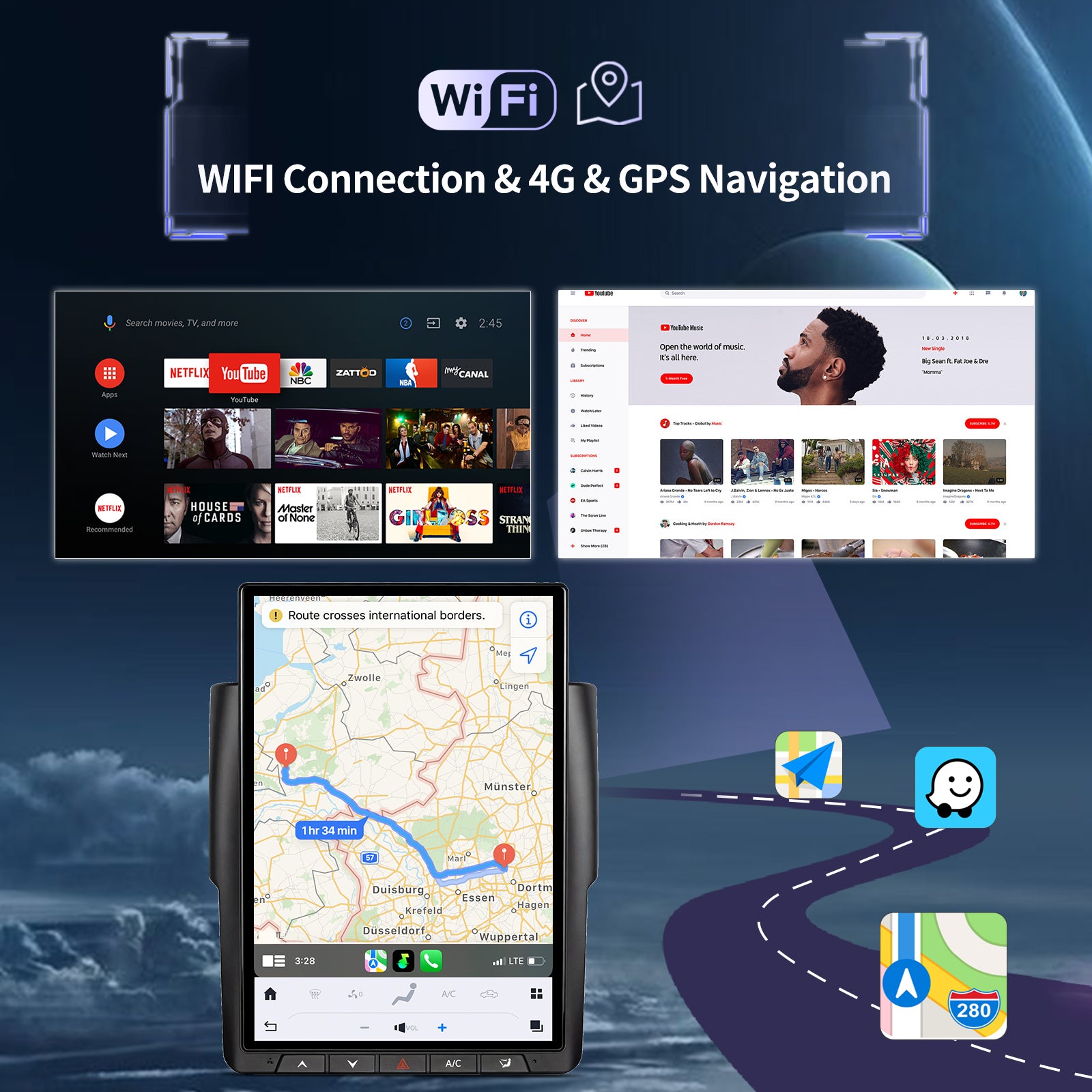 Car Radio for Dodge Ram 1500 2500 3500 2013-2018 Stereo Radio Replacement Upgrade 8Core 8+128G Wireless Carplay Android Auto 14.4 Inch IPS Touch Screen 4G WiFi SWC DSP