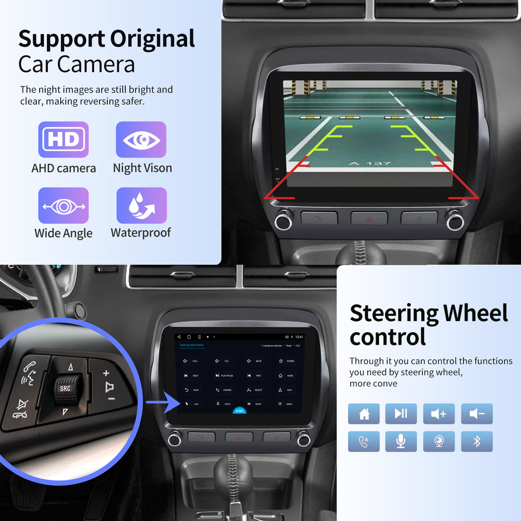 Car Radio for Chevrolet Camaro 2010 2011 2012 2013 2014 2015 Stereo Replacement Touch Screen Upgrade Carplay Android Auto DSP in Dash Head Unit Multimedia Player Car Audio GPS Navigation